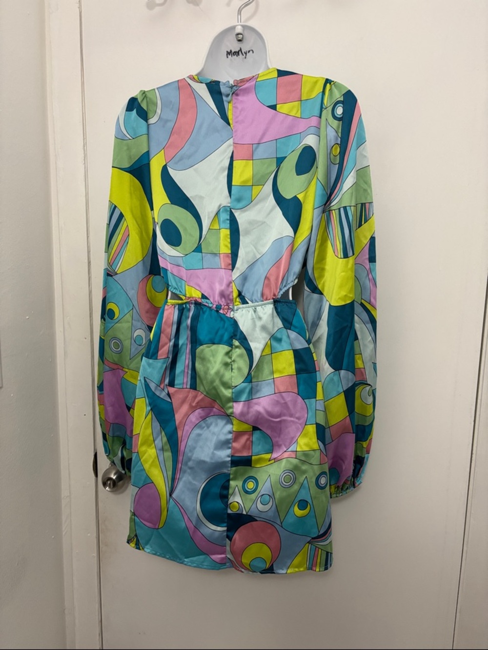 Show Me Your MuMu Multicolor Cutout Mini Dress - Teal, Pink, Green, Yellow - Picture 5 of 6